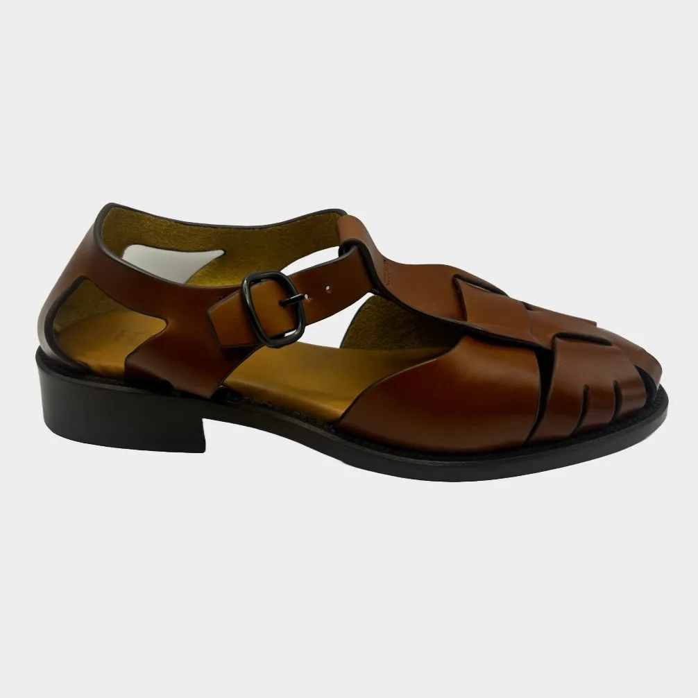 Hereu women's brown leather gladiator sandals