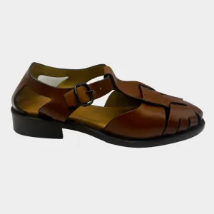 Hereu women's brown leather gladiator sandals