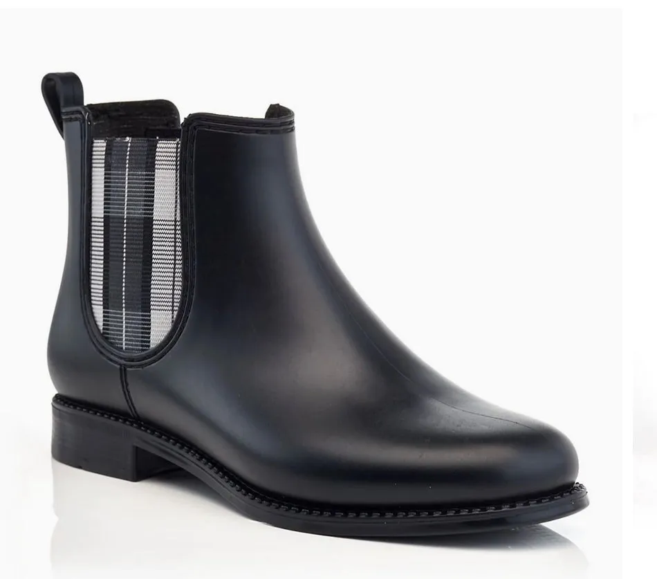 HF Marsala Patterned Elastic Ankle Rain Boot