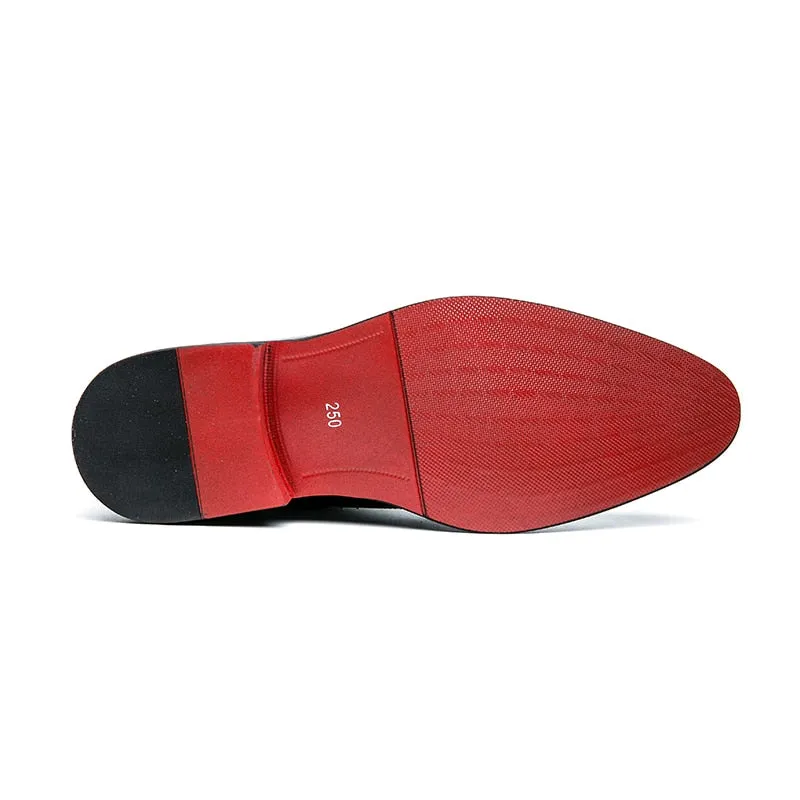 Hnzxzm Men Shoes Red Sole Fashion Business Casual Party Banquet Daily Retro Carved Lace-up Brogue Dress Shoes