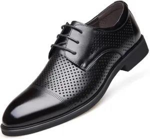 HOOENG Formal Shoes for Men Lace Up Derby Shoes Cap Toe Round Toe Cowhide Non Slip Anti-Slip Slip Resistant Business (Color : Black, Size : 8.5)