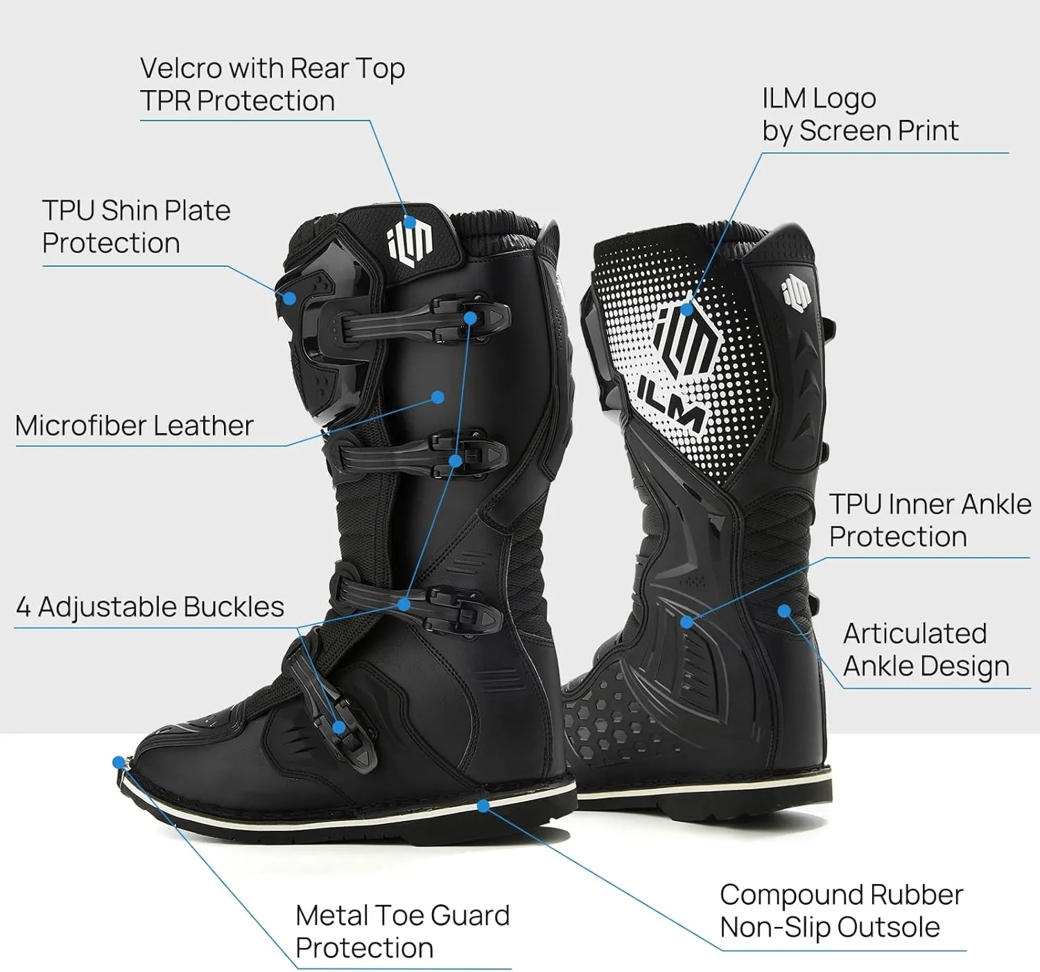 ILM Motorcycle Boots Waterproof ATV Motorcross Dirt Blike for Men Model MX3