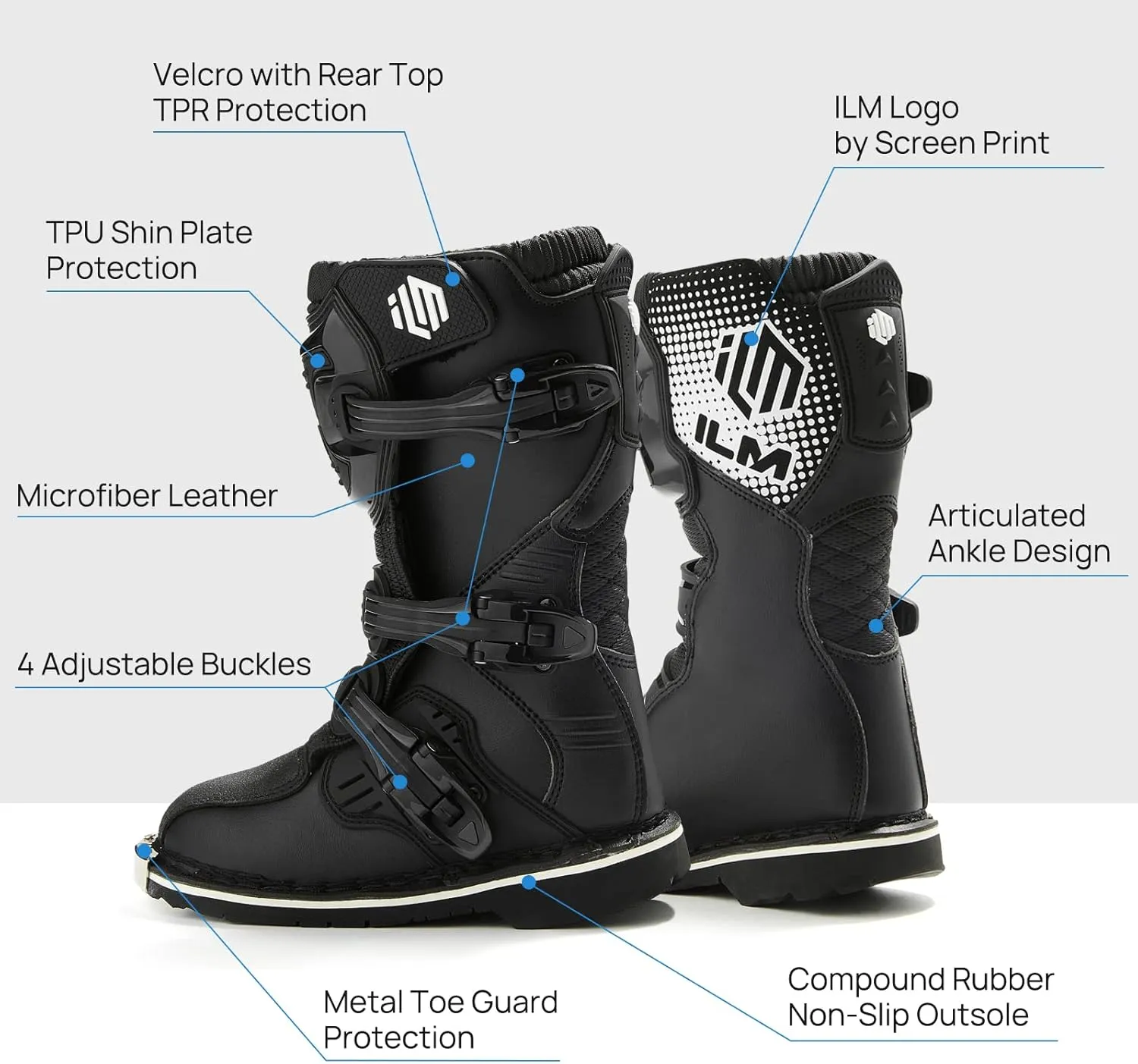 ILM Motorcycle Boots Waterproof ATV Motorcross Dirt Blike for Men Model MX3