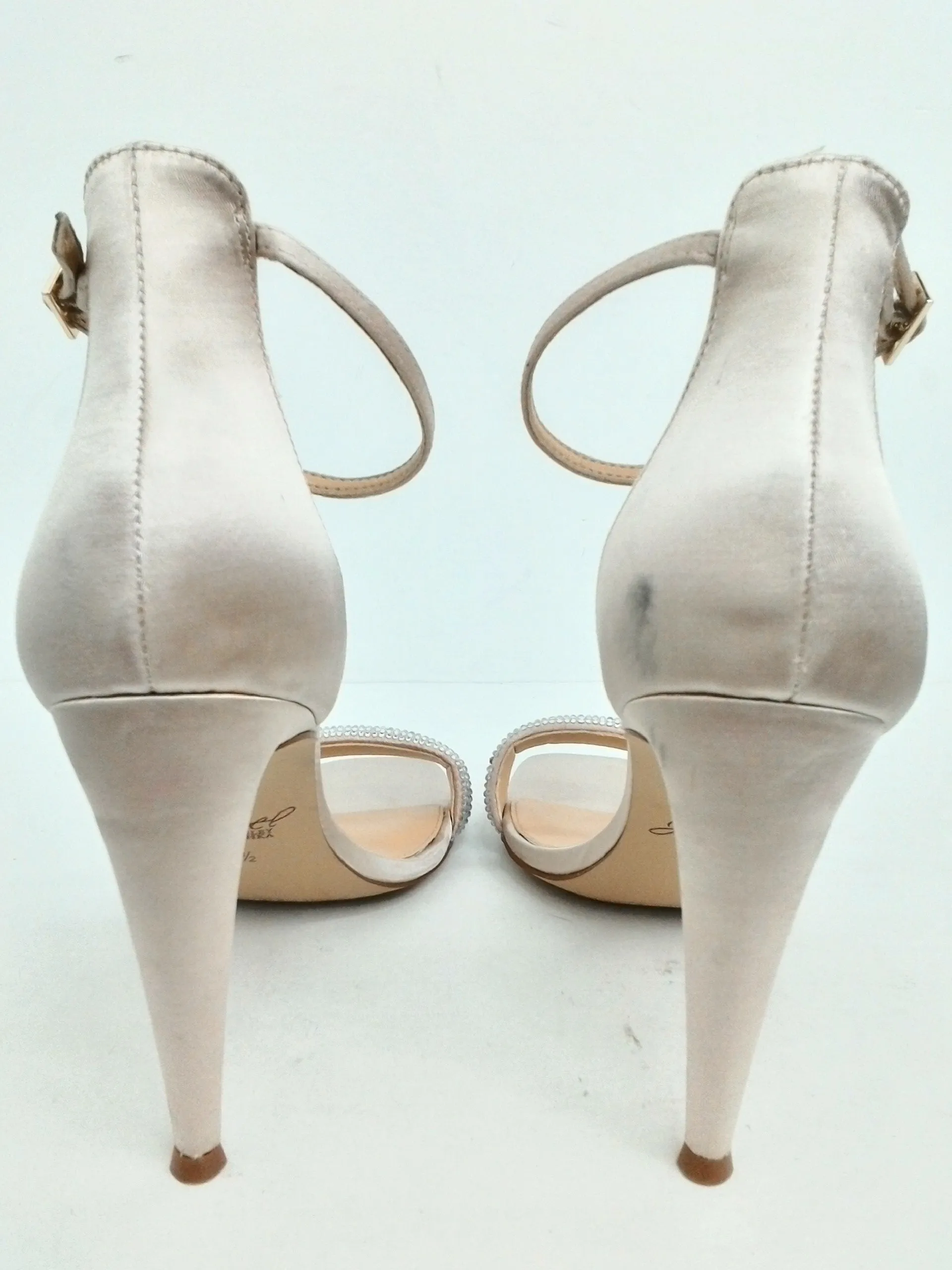 Jewel Badgley Mischka Women's Champagne Heeled Sandals Size 9.5 M