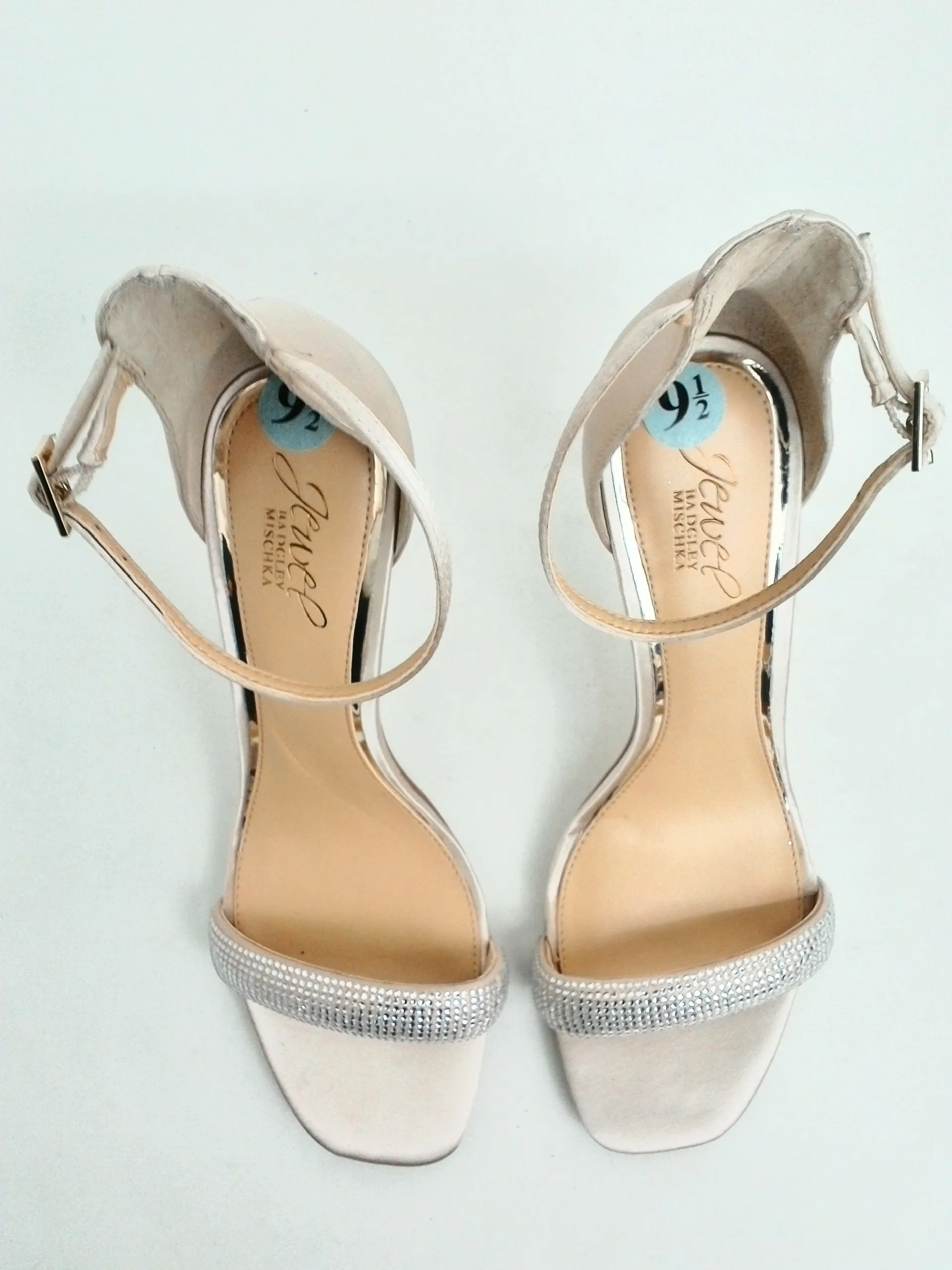 Jewel Badgley Mischka Women's Champagne Heeled Sandals Size 9.5 M