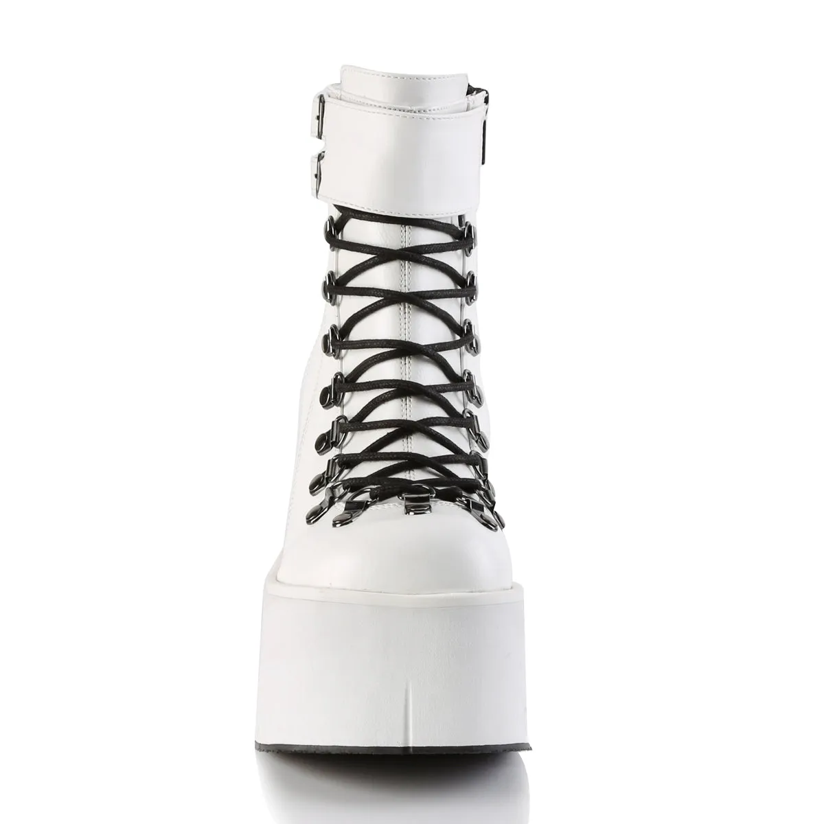 KERA-21 DemoniaCult White Vegan Leather Sexy Women's Ankle Boots (Alternative Footwear)