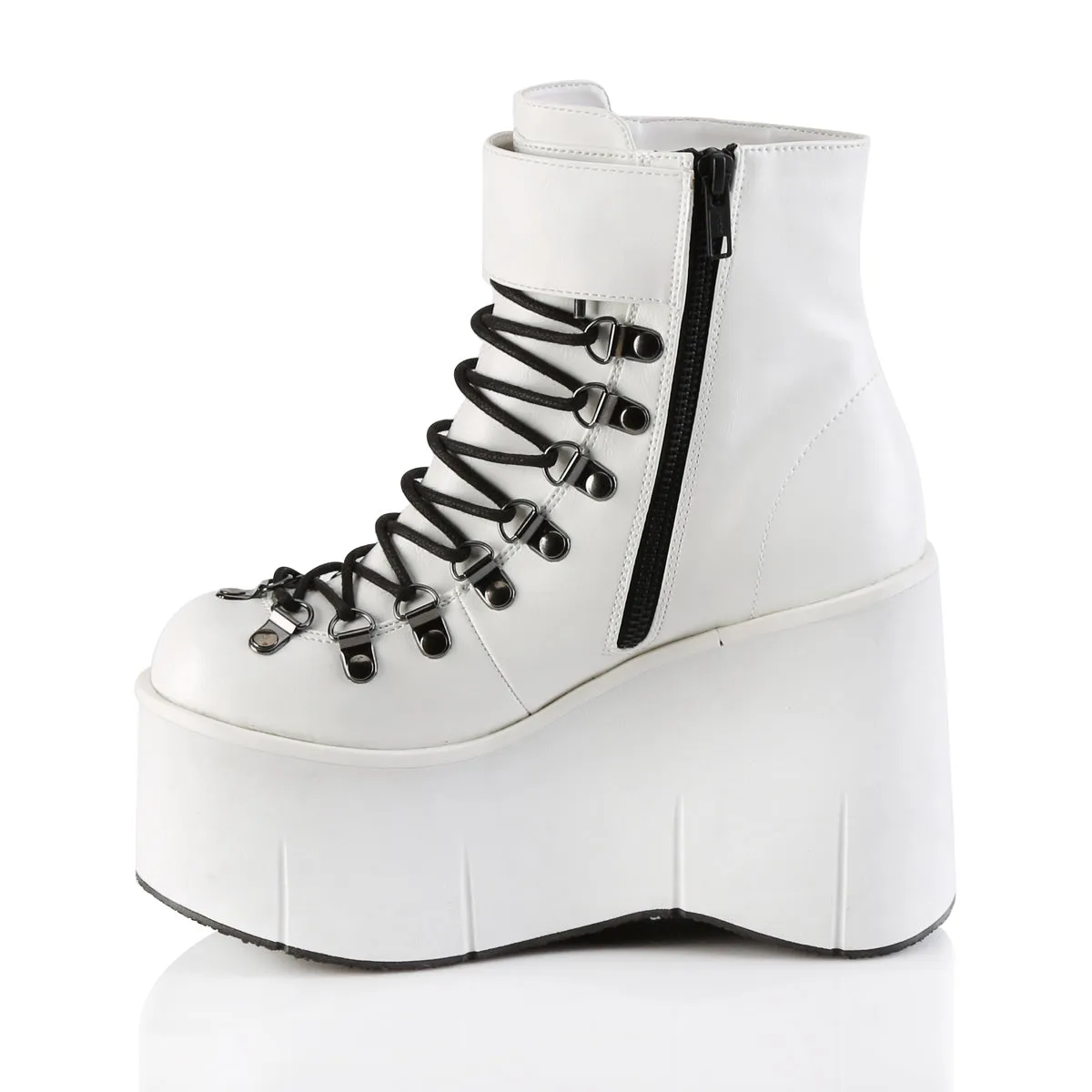 KERA-21 DemoniaCult White Vegan Leather Sexy Women's Ankle Boots (Alternative Footwear)