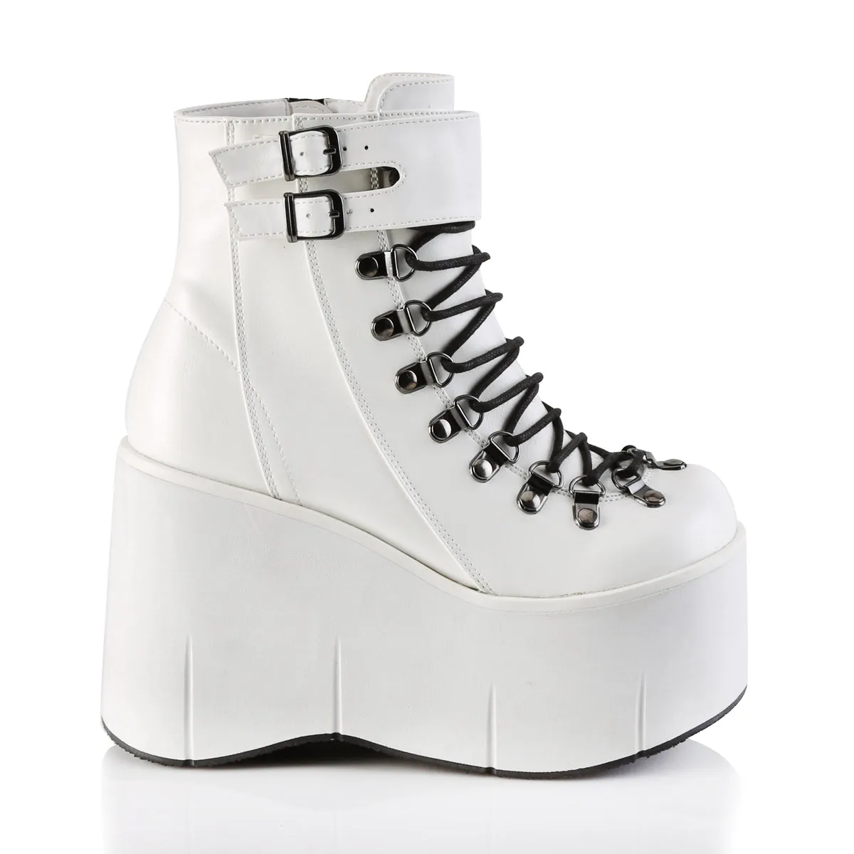 KERA-21 DemoniaCult White Vegan Leather Sexy Women's Ankle Boots (Alternative Footwear)