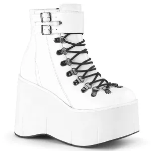 KERA-21 DemoniaCult White Vegan Leather Sexy Women's Ankle Boots (Alternative Footwear)