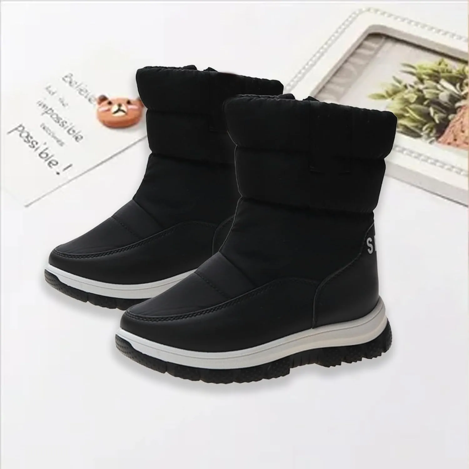 Kids aterproof Snow Boots Girls Boys Insulated Warm Fleece Lined Winter Mid Calf Thickened Shoes Size 6 for Girls
