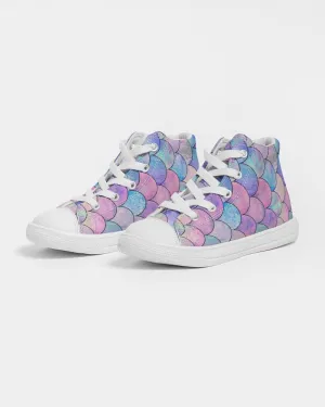 Kids Girls Mermaid Scales Pastel Hightop Canvas Shoes