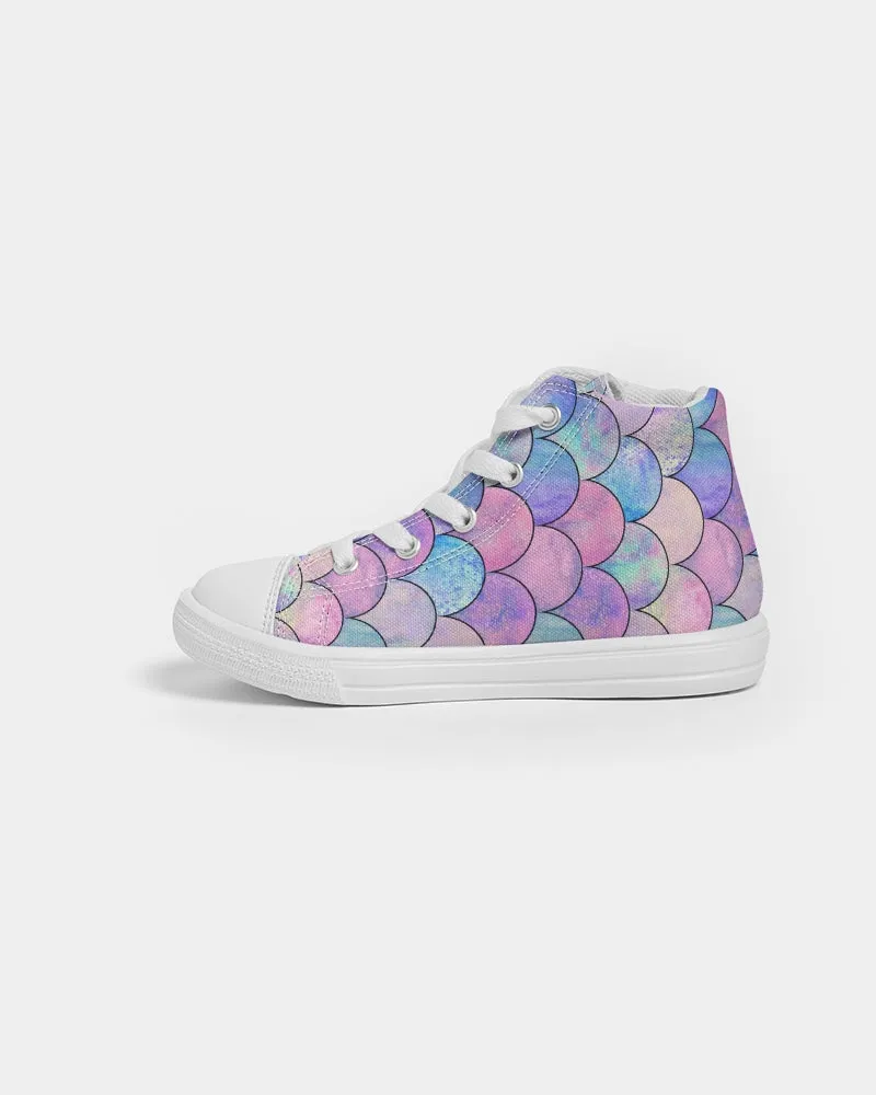Kids Girls Mermaid Scales Pastel Hightop Canvas Shoes