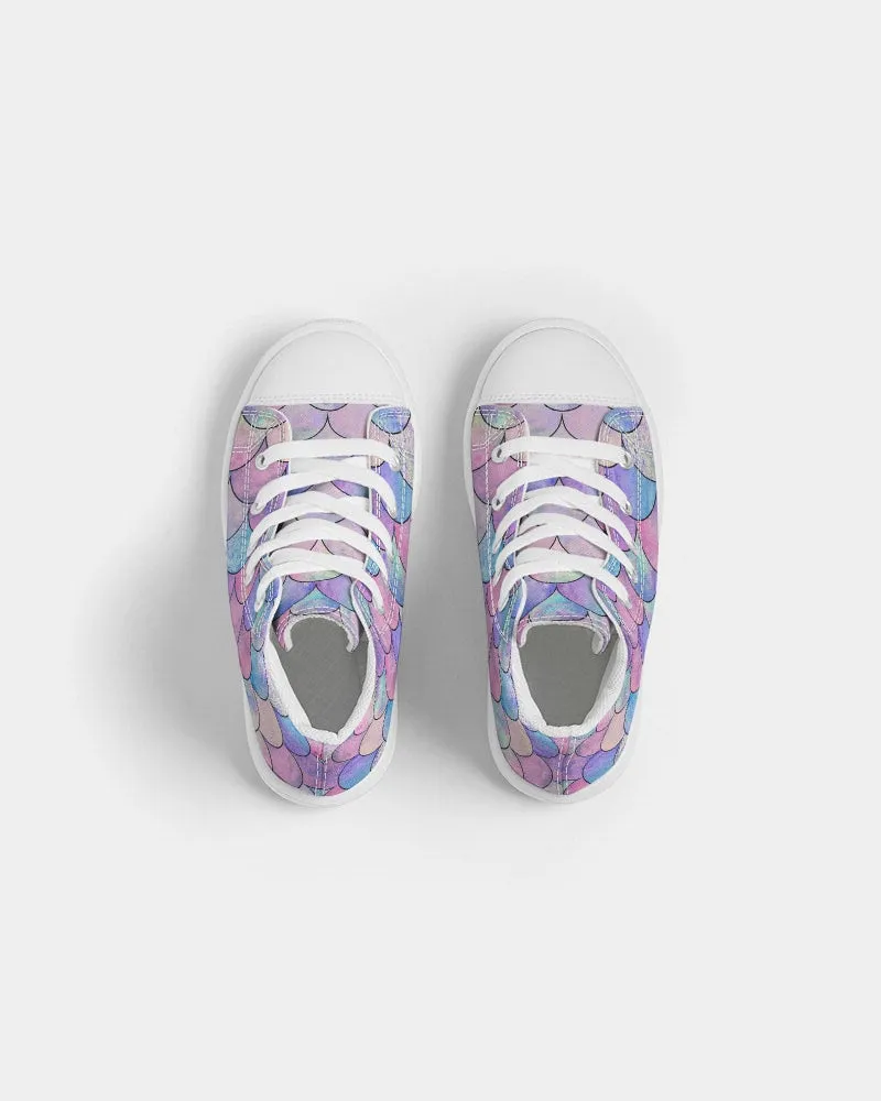 Kids Girls Mermaid Scales Pastel Hightop Canvas Shoes