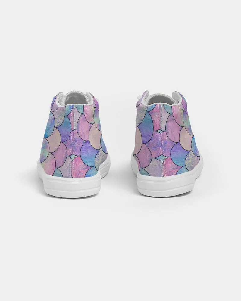 Kids Girls Mermaid Scales Pastel Hightop Canvas Shoes