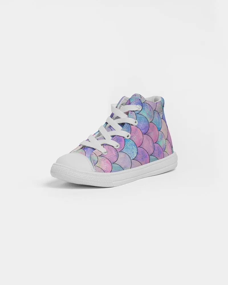 Kids Girls Mermaid Scales Pastel Hightop Canvas Shoes
