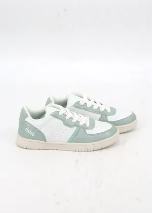 Kids Girl's Textured Sneakers,White/Mint