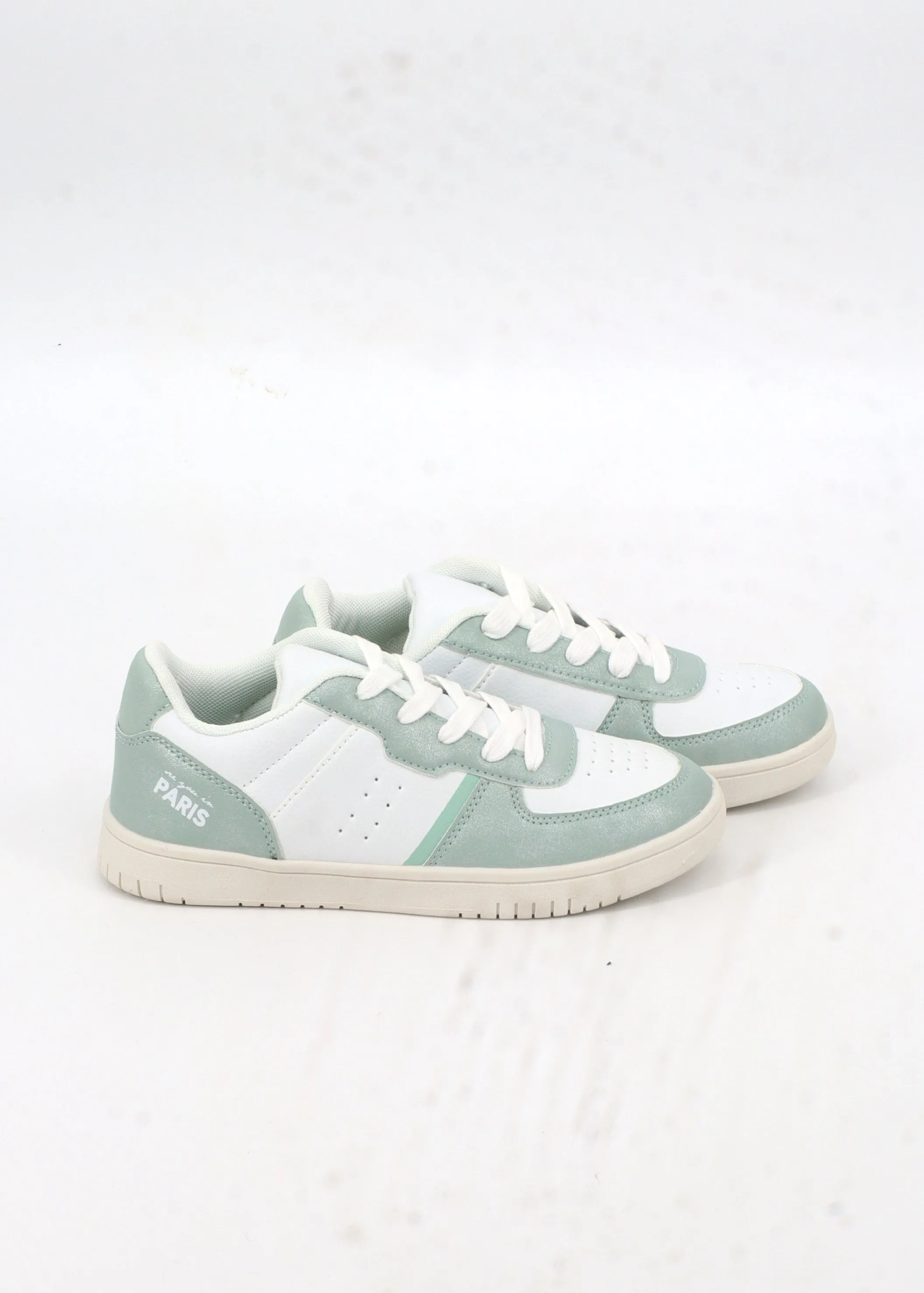 Kids Girl's Textured Sneakers,White/Mint