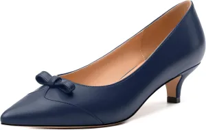 Kitten Heels for Women, Pointed Toe Kitten Low Heels Bow Tie Women's Pumps, Comfortable Dress Wedding Office Daily Shoes