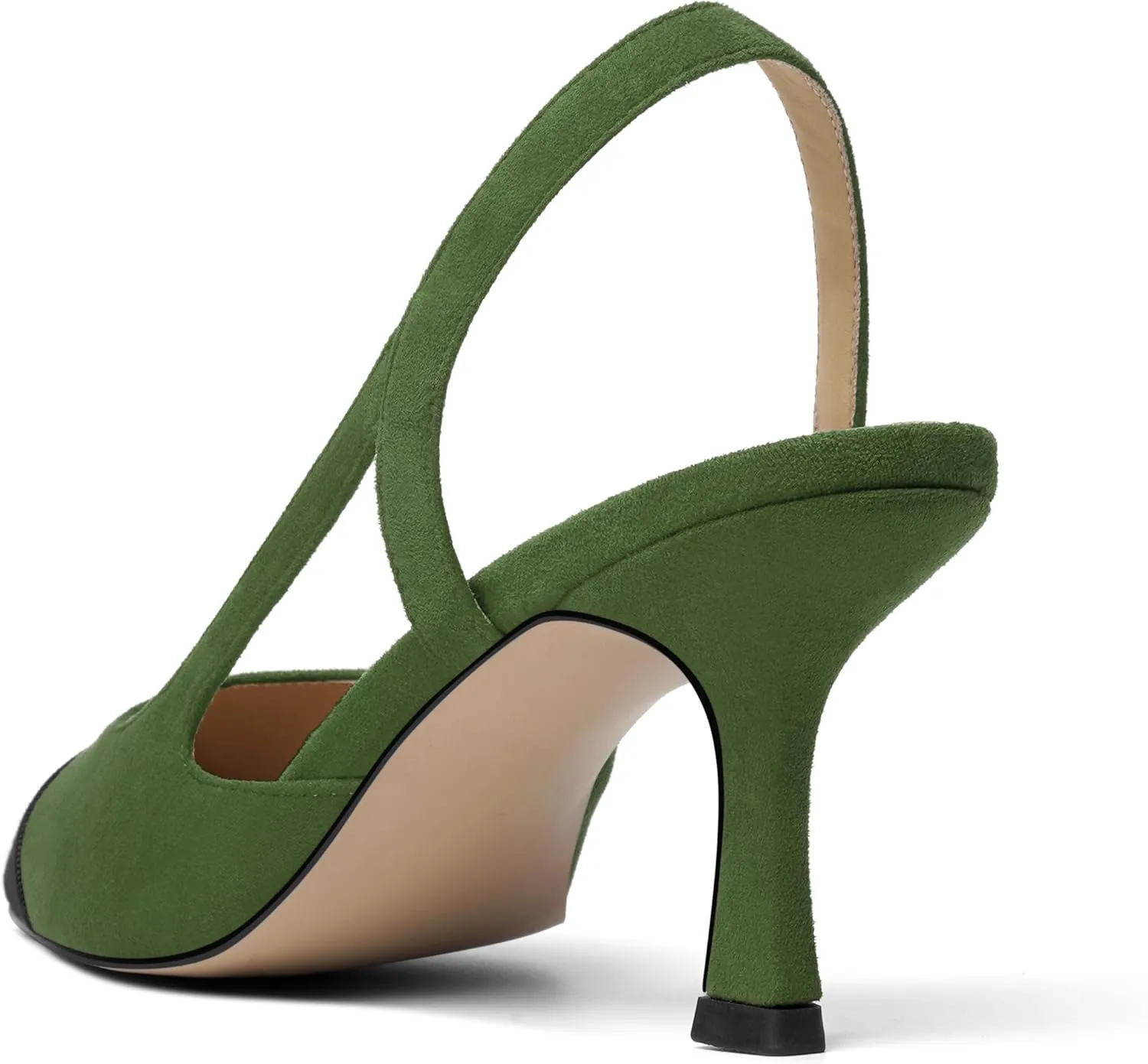 KUOARN Womens Suede Work Pointed Toe Dress Slingback Slip On Stiletto High Heel Pumps Shoes 2.7 Inch