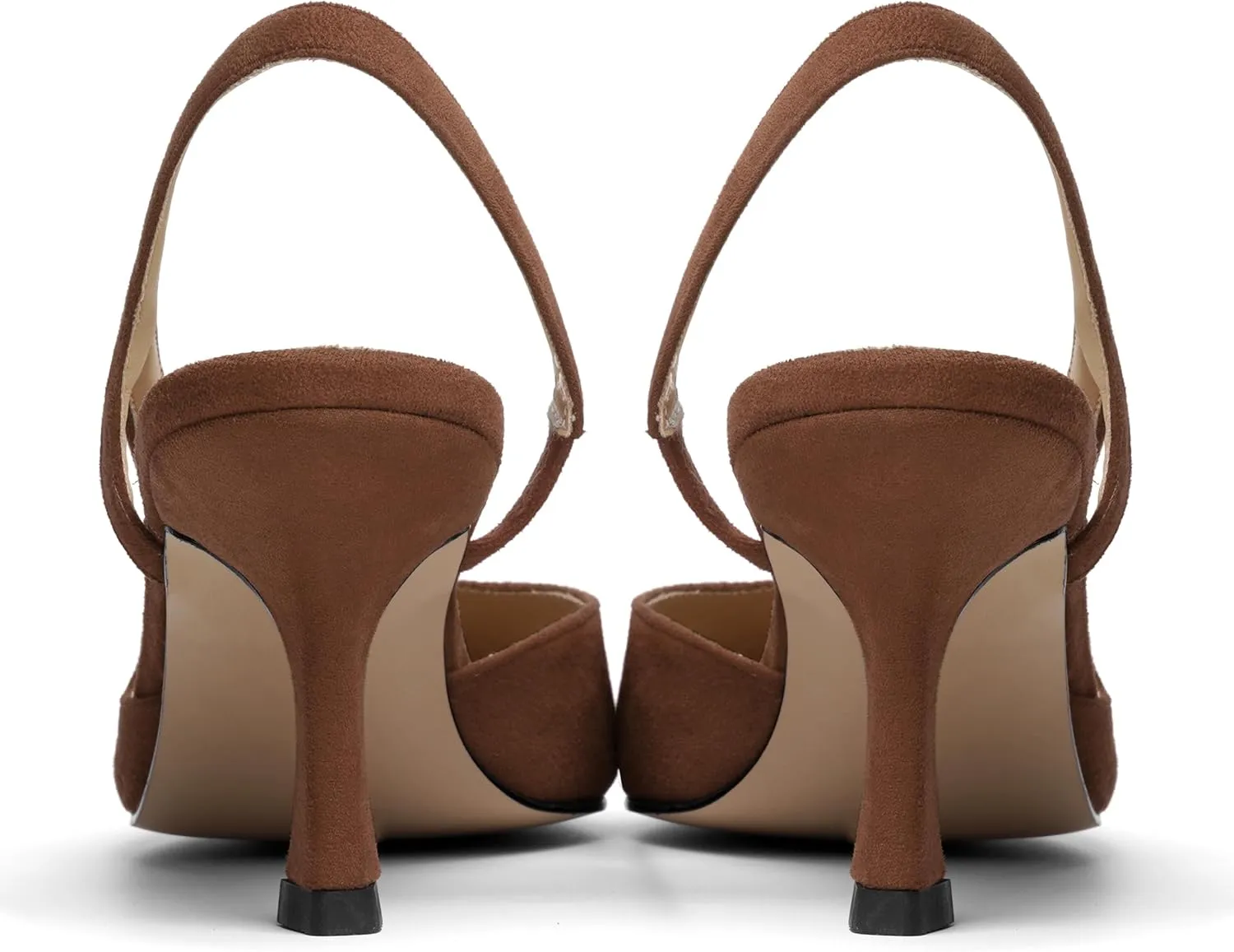 KUOARN Womens Suede Work Pointed Toe Dress Slingback Slip On Stiletto High Heel Pumps Shoes 2.7 Inch