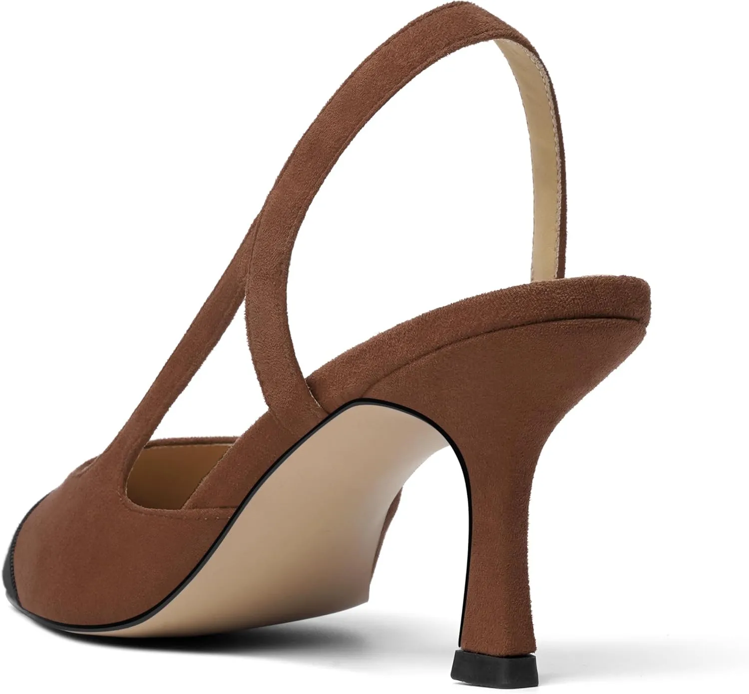 KUOARN Womens Suede Work Pointed Toe Dress Slingback Slip On Stiletto High Heel Pumps Shoes 2.7 Inch