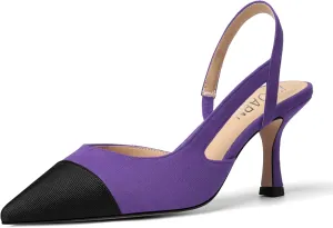 KUOARN Womens Suede Work Pointed Toe Dress Slingback Slip On Stiletto High Heel Pumps Shoes 2.7 Inch