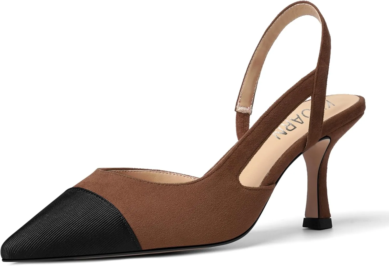KUOARN Womens Suede Work Pointed Toe Dress Slingback Slip On Stiletto High Heel Pumps Shoes 2.7 Inch