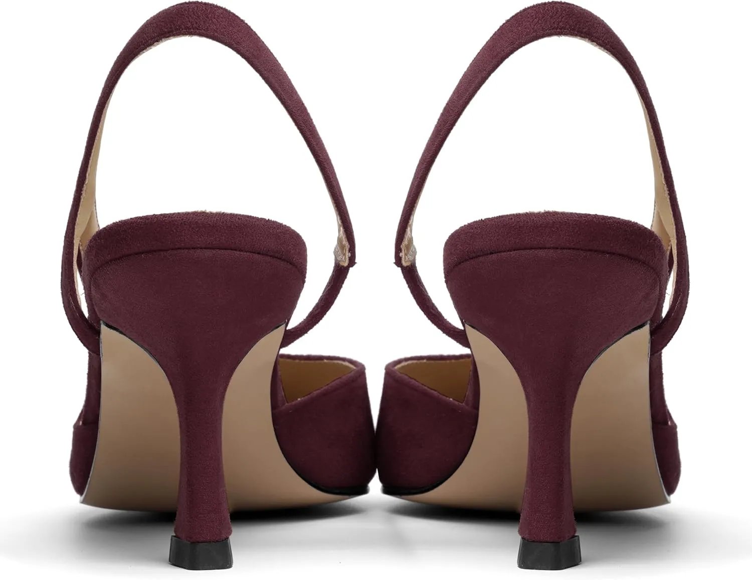 KUOARN Womens Suede Work Pointed Toe Dress Slingback Slip On Stiletto High Heel Pumps Shoes 2.7 Inch