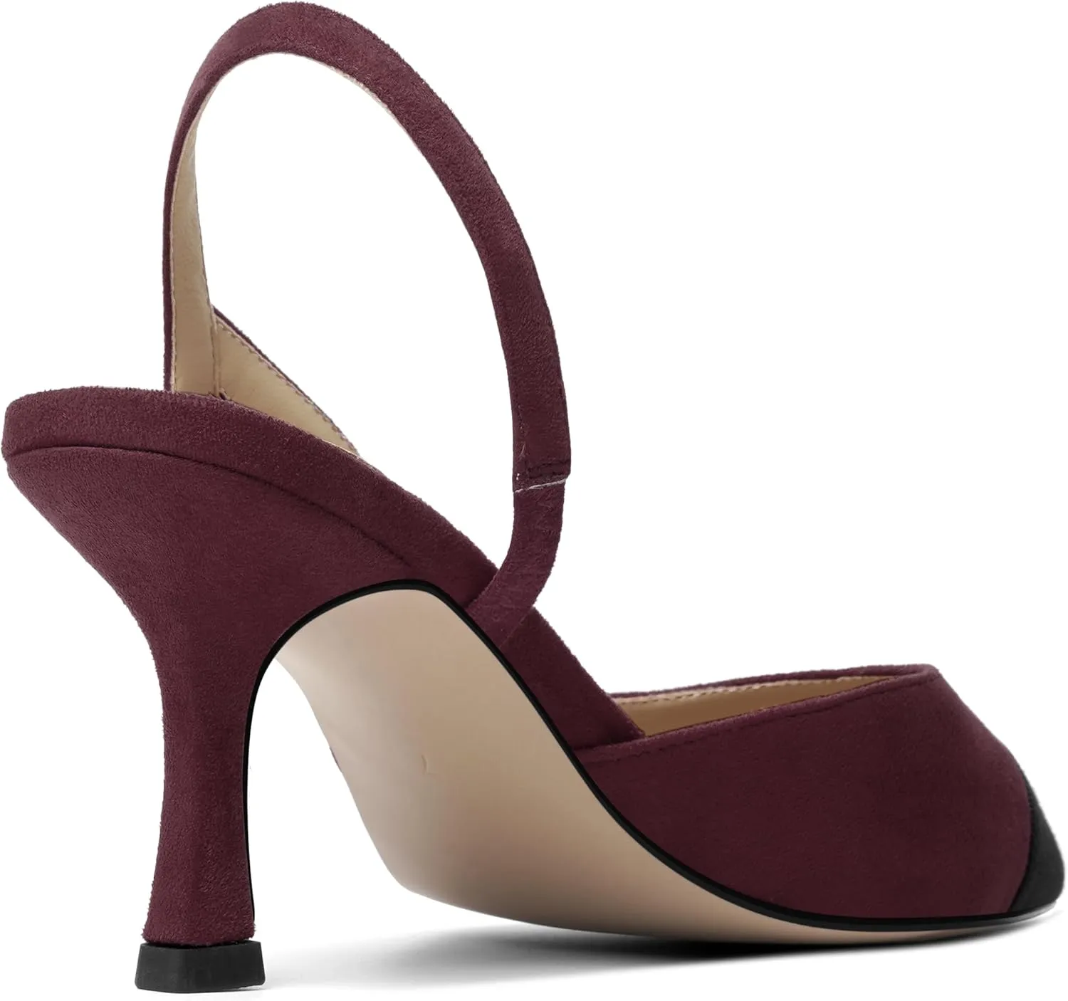 KUOARN Womens Suede Work Pointed Toe Dress Slingback Slip On Stiletto High Heel Pumps Shoes 2.7 Inch