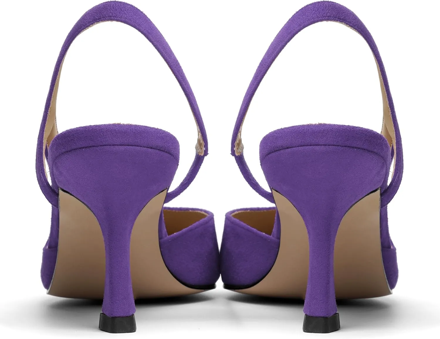 KUOARN Womens Suede Work Pointed Toe Dress Slingback Slip On Stiletto High Heel Pumps Shoes 2.7 Inch