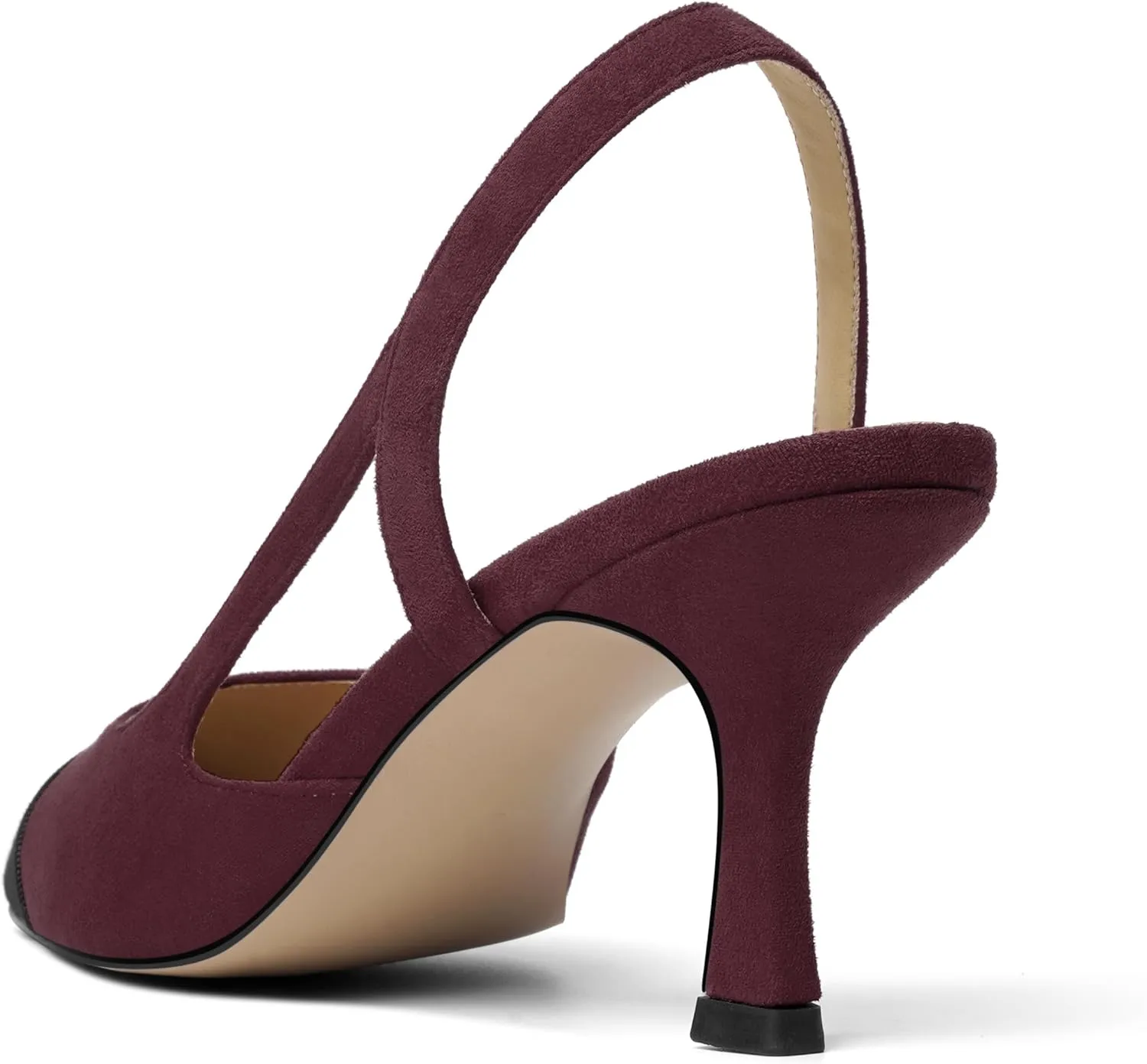 KUOARN Womens Suede Work Pointed Toe Dress Slingback Slip On Stiletto High Heel Pumps Shoes 2.7 Inch