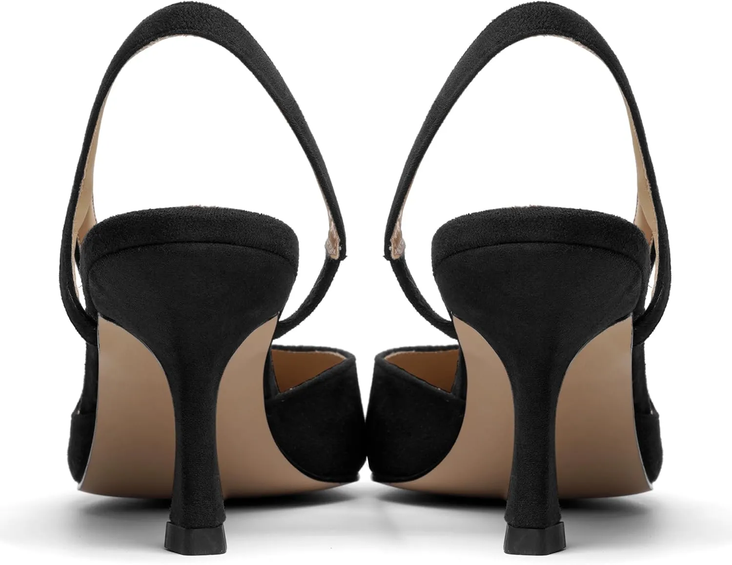 KUOARN Womens Suede Work Pointed Toe Dress Slingback Slip On Stiletto High Heel Pumps Shoes 2.7 Inch