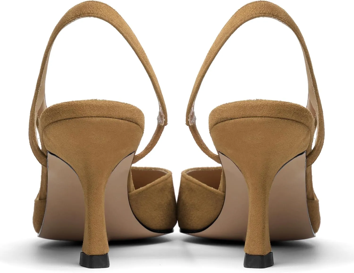 KUOARN Womens Suede Work Pointed Toe Dress Slingback Slip On Stiletto High Heel Pumps Shoes 2.7 Inch