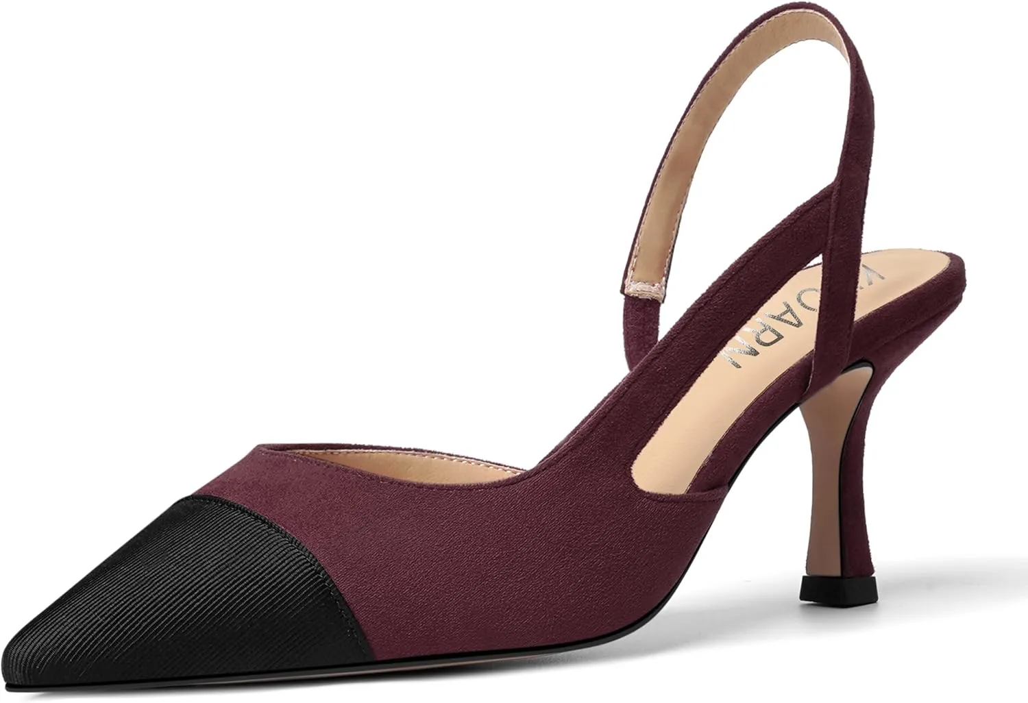 KUOARN Womens Suede Work Pointed Toe Dress Slingback Slip On Stiletto High Heel Pumps Shoes 2.7 Inch