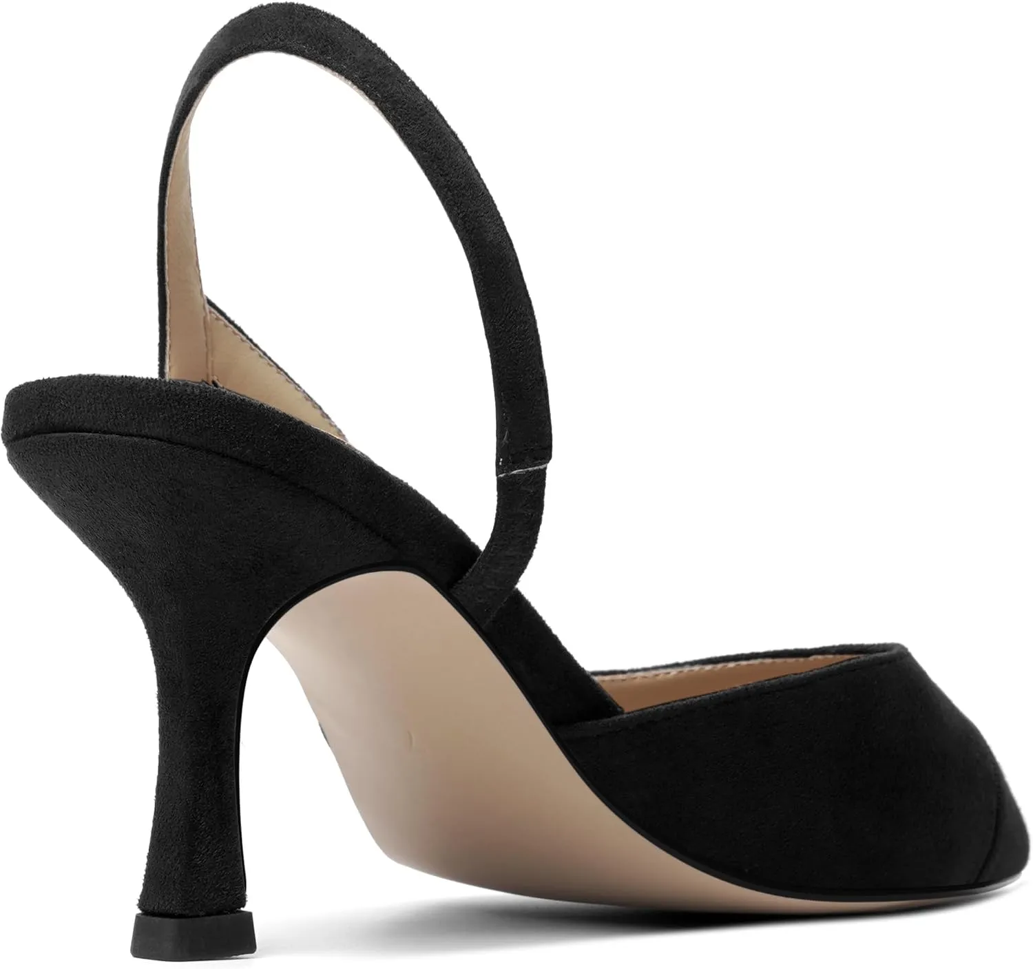 KUOARN Womens Suede Work Pointed Toe Dress Slingback Slip On Stiletto High Heel Pumps Shoes 2.7 Inch