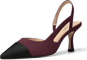 KUOARN Womens Suede Work Pointed Toe Dress Slingback Slip On Stiletto High Heel Pumps Shoes 2.7 Inch