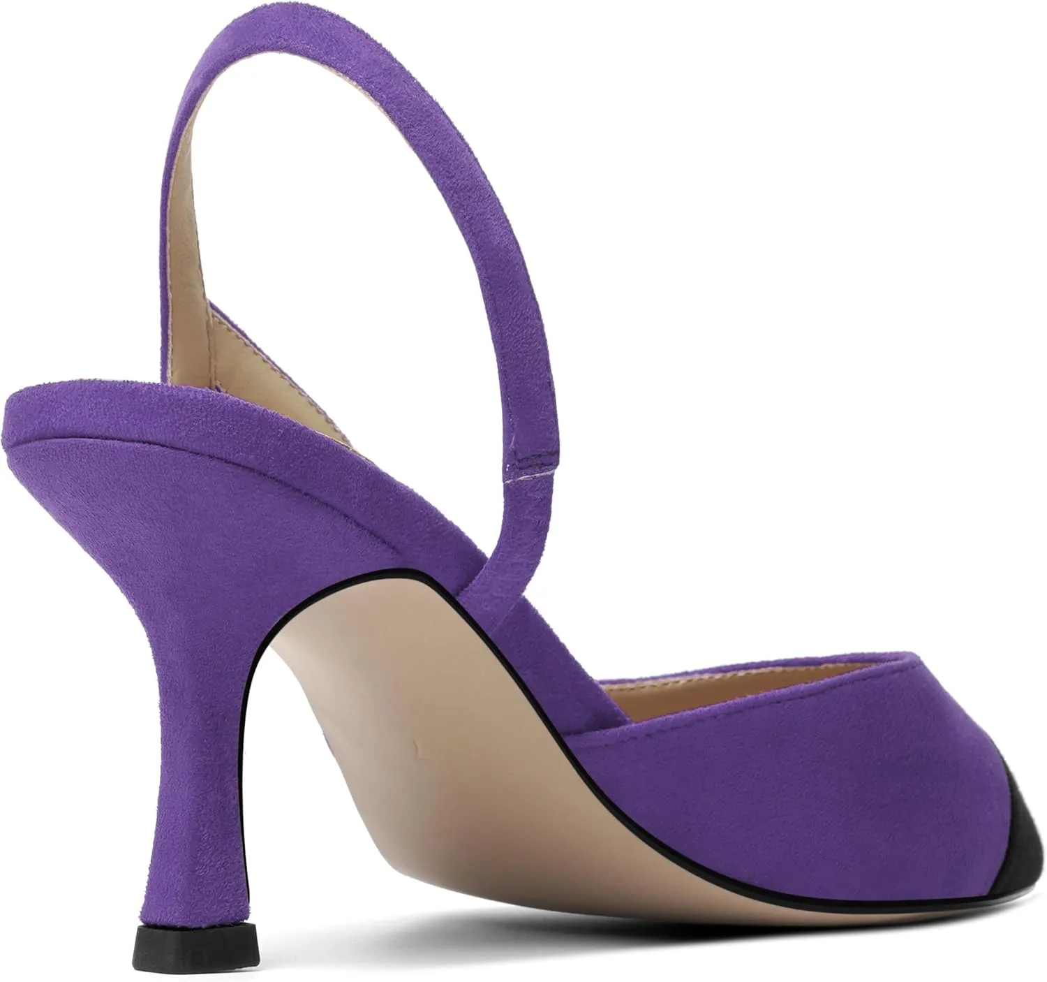 KUOARN Womens Suede Work Pointed Toe Dress Slingback Slip On Stiletto High Heel Pumps Shoes 2.7 Inch