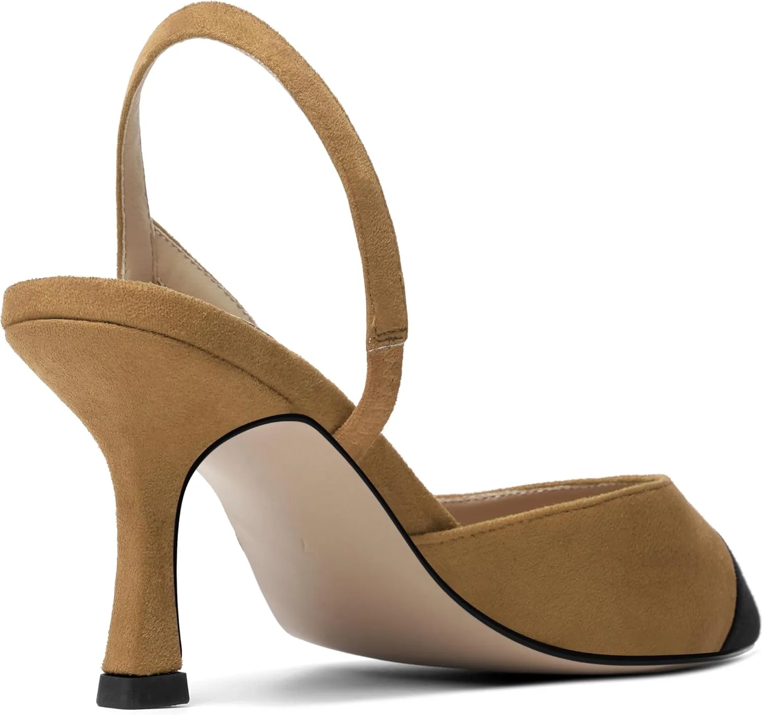 KUOARN Womens Suede Work Pointed Toe Dress Slingback Slip On Stiletto High Heel Pumps Shoes 2.7 Inch
