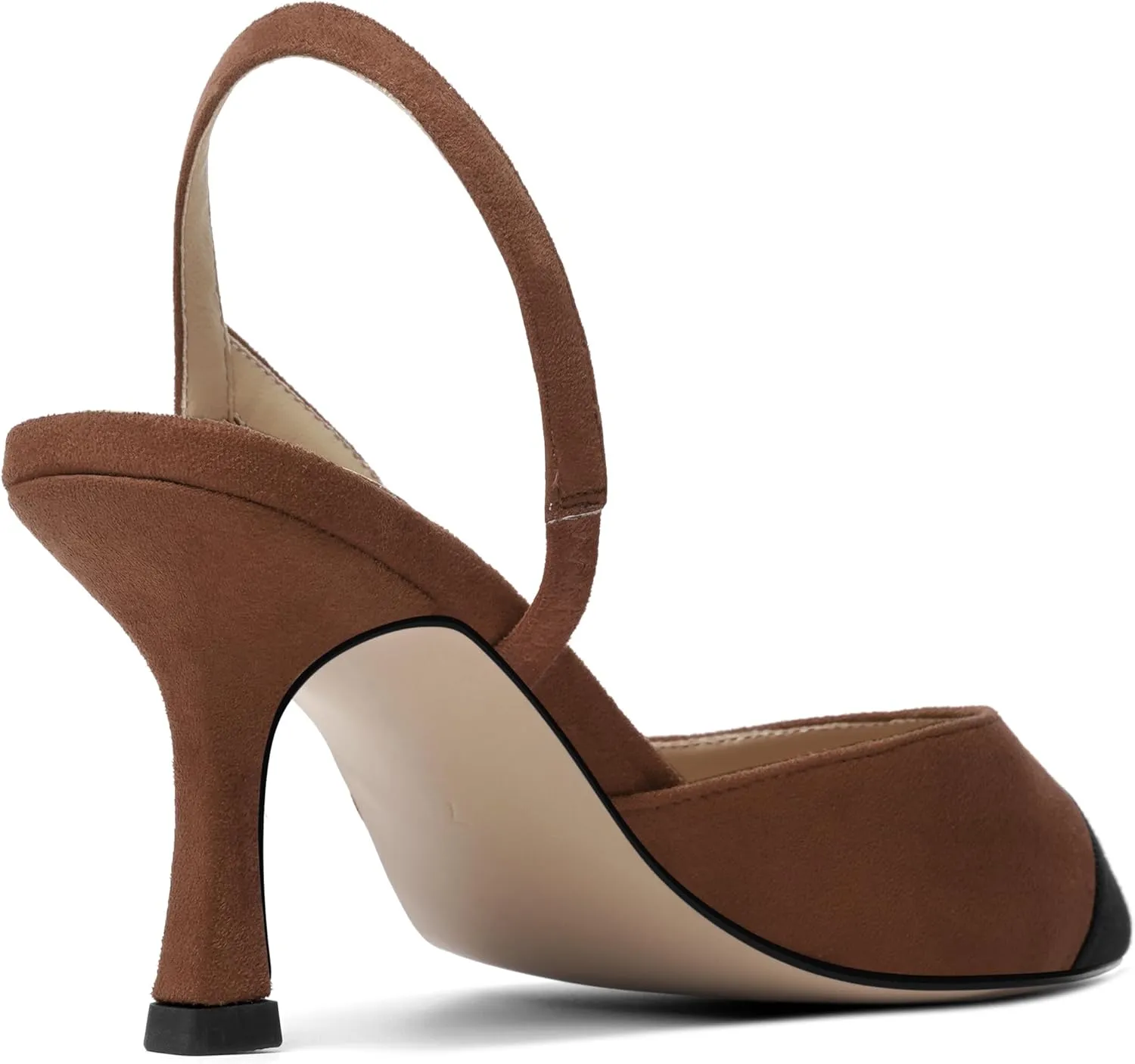 KUOARN Womens Suede Work Pointed Toe Dress Slingback Slip On Stiletto High Heel Pumps Shoes 2.7 Inch