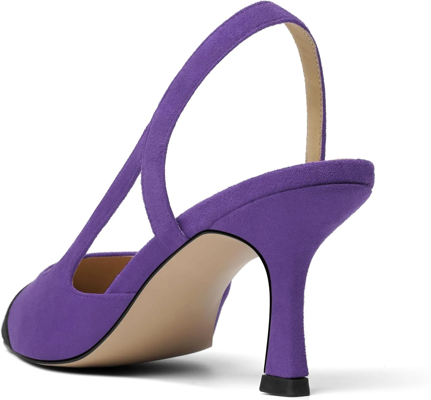 KUOARN Womens Suede Work Pointed Toe Dress Slingback Slip On Stiletto High Heel Pumps Shoes 2.7 Inch
