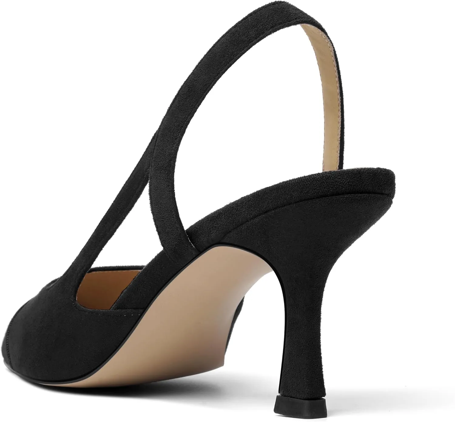 KUOARN Womens Suede Work Pointed Toe Dress Slingback Slip On Stiletto High Heel Pumps Shoes 2.7 Inch