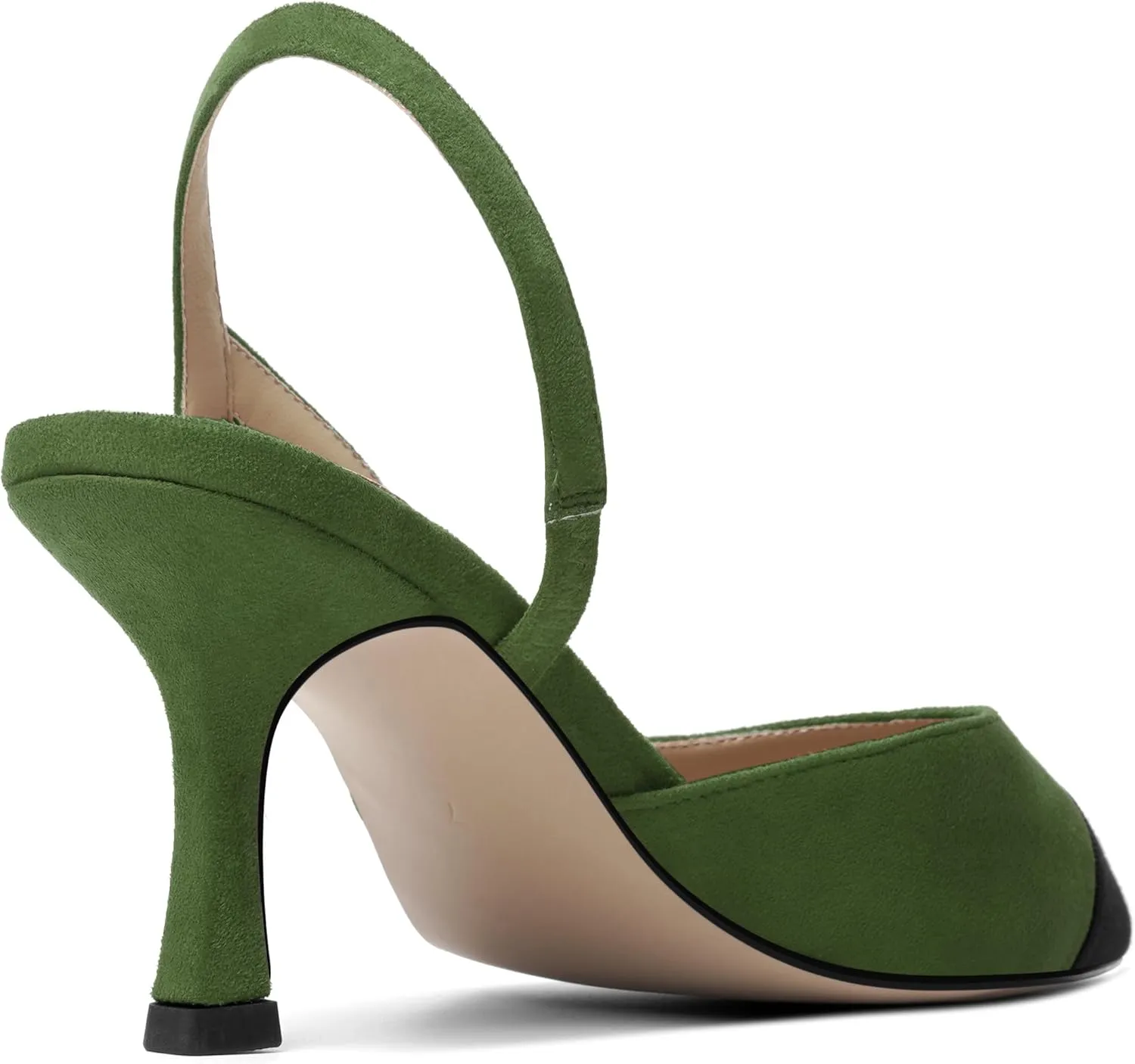 KUOARN Womens Suede Work Pointed Toe Dress Slingback Slip On Stiletto High Heel Pumps Shoes 2.7 Inch
