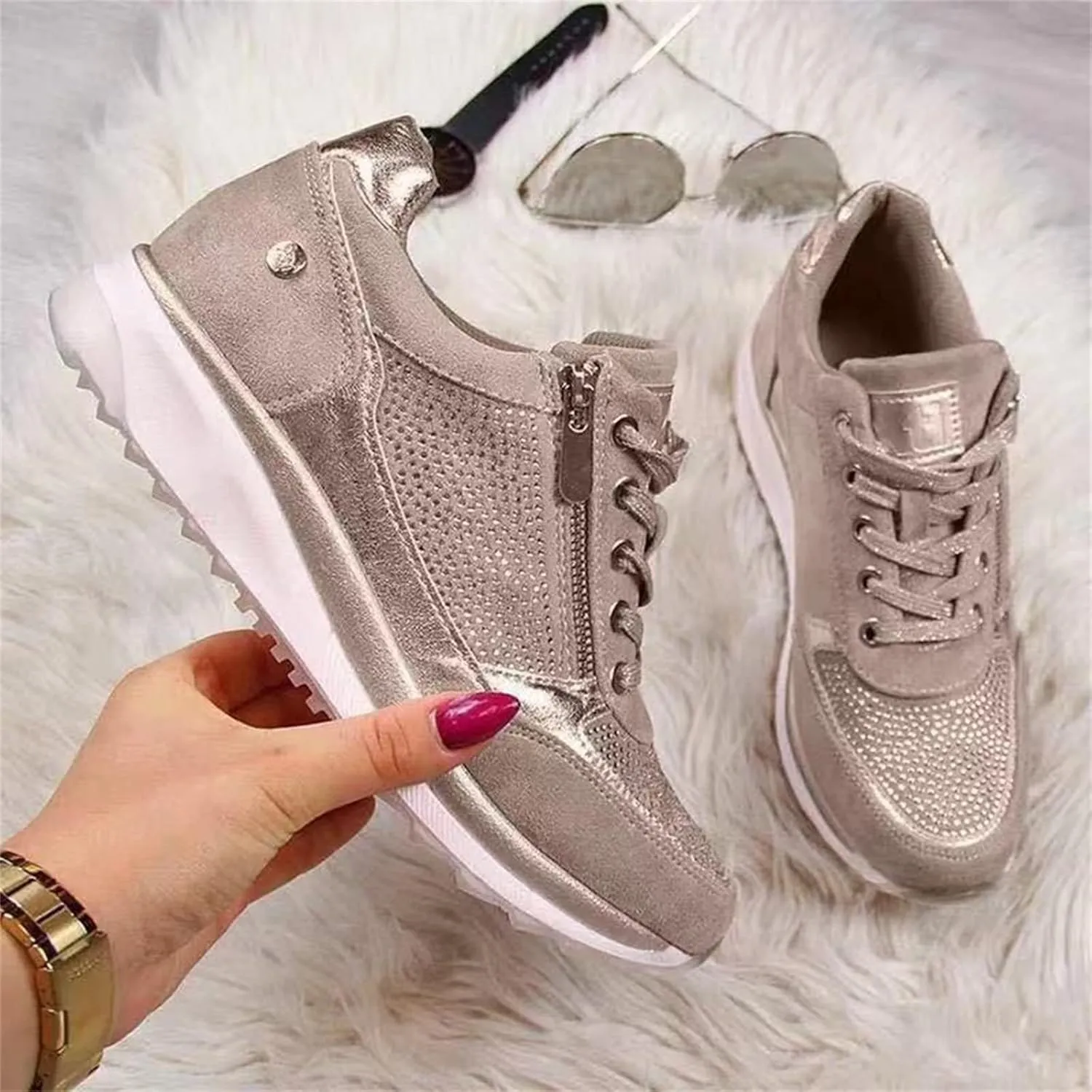 Ladmiple Sneakers For Women Comfortable Shoes Slip On Platform Shoes Fashion Dressy Casual Summer Walking Flats Loafers