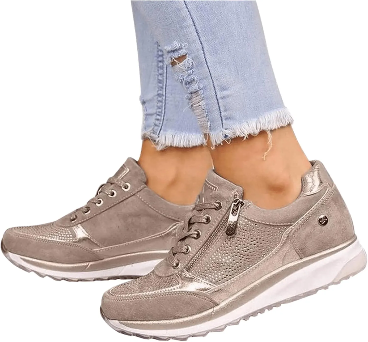 Ladmiple Sneakers For Women Comfortable Shoes Slip On Platform Shoes Fashion Dressy Casual Summer Walking Flats Loafers
