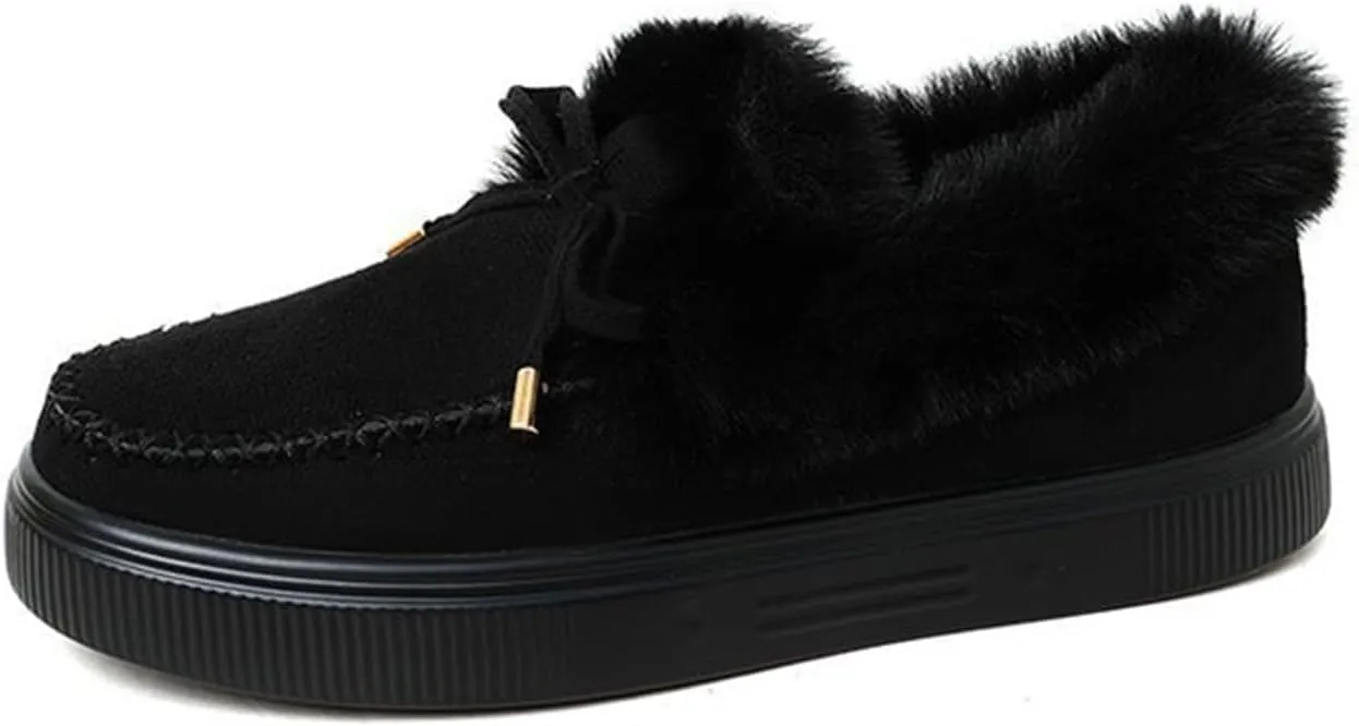 Ladmiple Snow Boots For Women Slip On Warm Fur Lined Winter Ankle Boots Outdoor Short Booties Fashion Comfort Walking Shoes