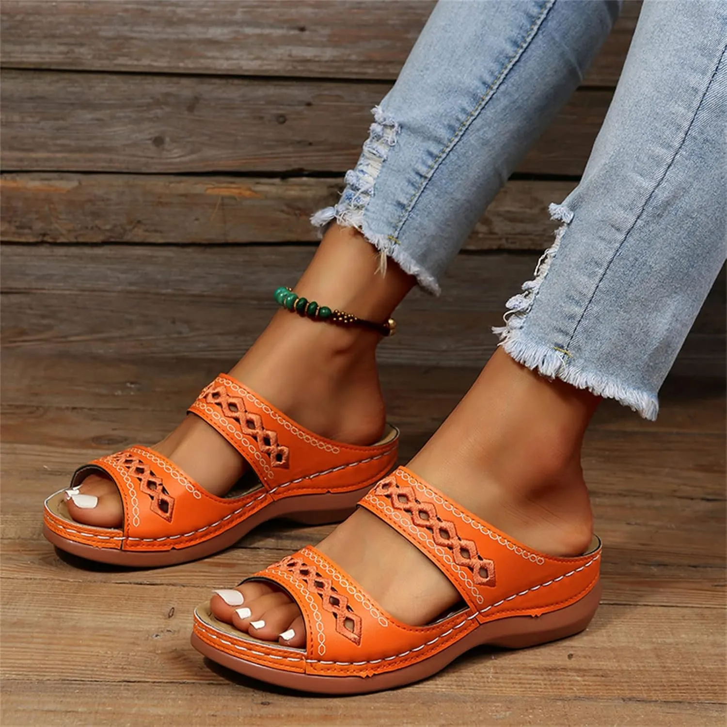 Ladmiple Summer Sandals for Women 2023 Dressy Wedge Orthopedic Flip Flops Open Toe Wedges Travel Casual Slip On Sandal