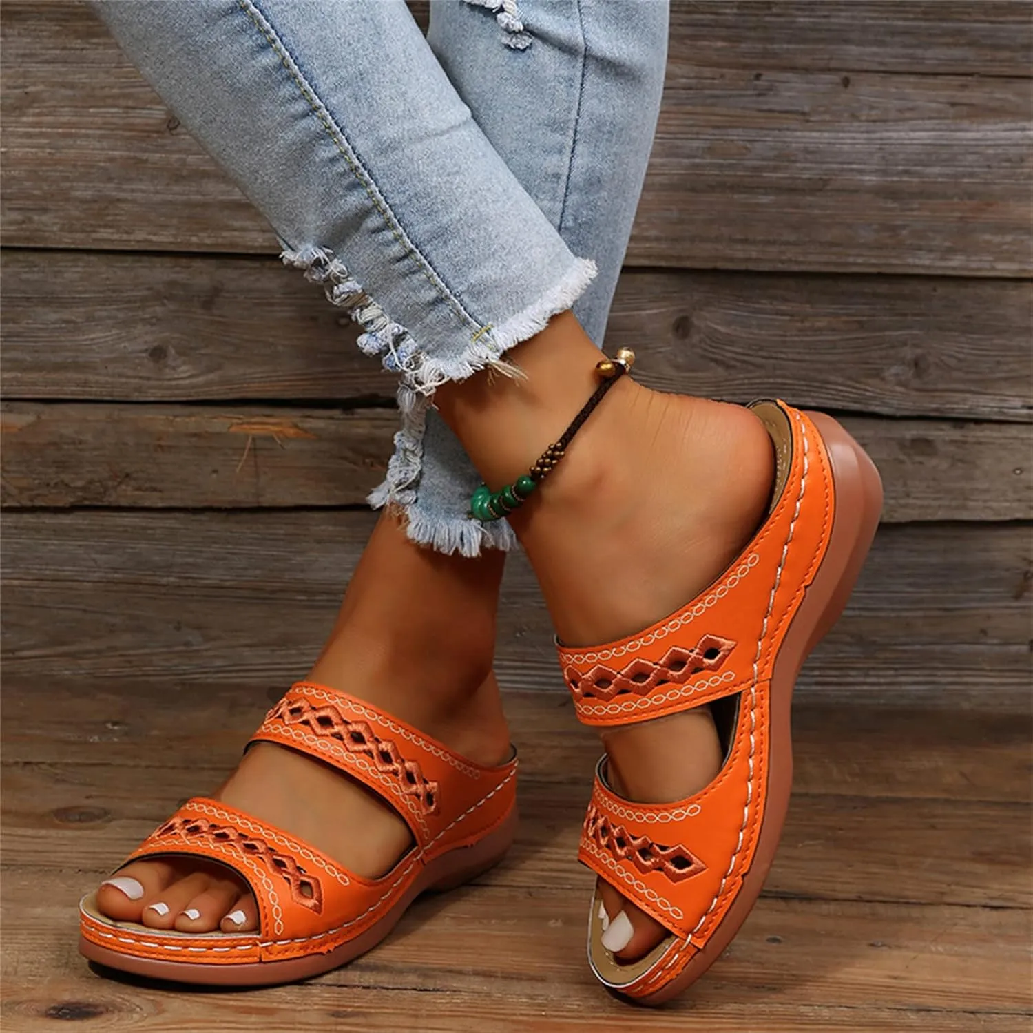Ladmiple Summer Sandals for Women 2023 Dressy Wedge Orthopedic Flip Flops Open Toe Wedges Travel Casual Slip On Sandal