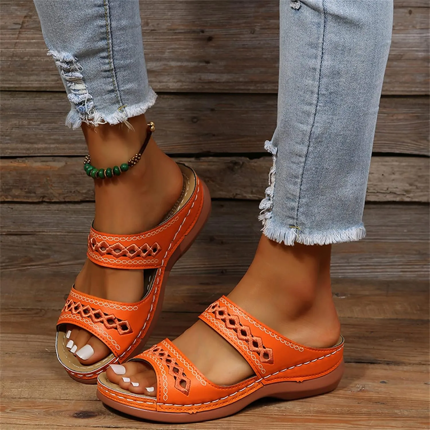 Ladmiple Summer Sandals for Women 2023 Dressy Wedge Orthopedic Flip Flops Open Toe Wedges Travel Casual Slip On Sandal