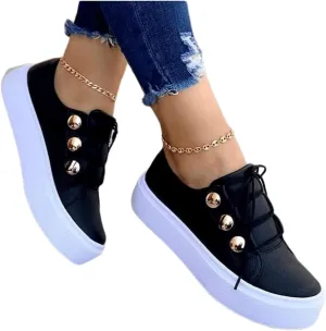 Lausiuoe Women's Fashion Sneakers Brown Womens Low Top Canvas Sneakers Casual Fashion Running Lightweight Breathable Comfortable Walking Flat Shoes Loafers