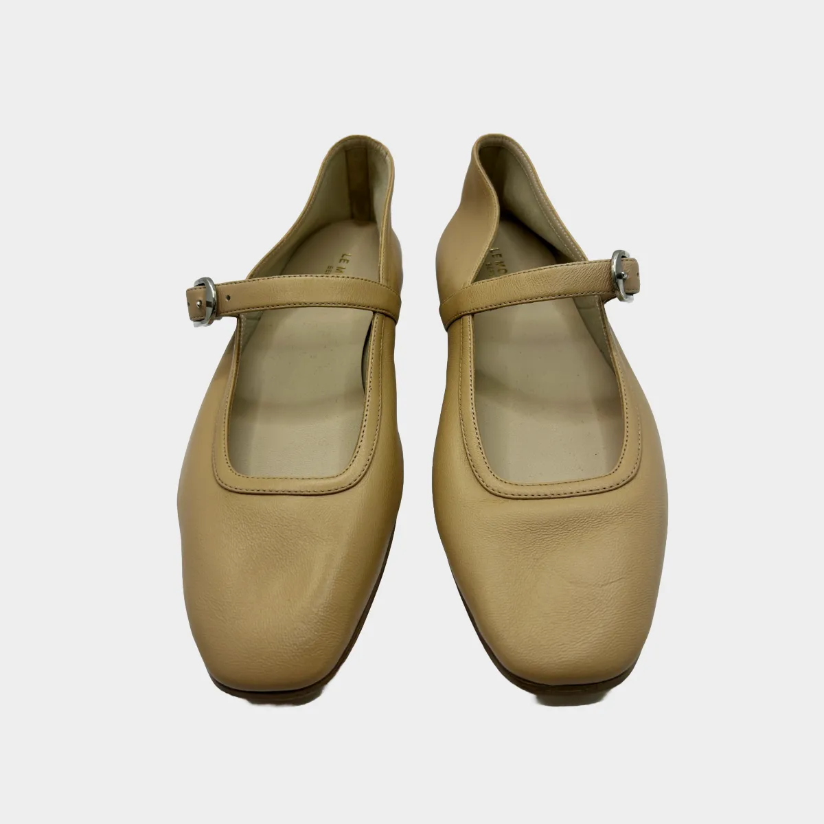 Le Monde women's nude lambskin ballet flats with buckle strap
